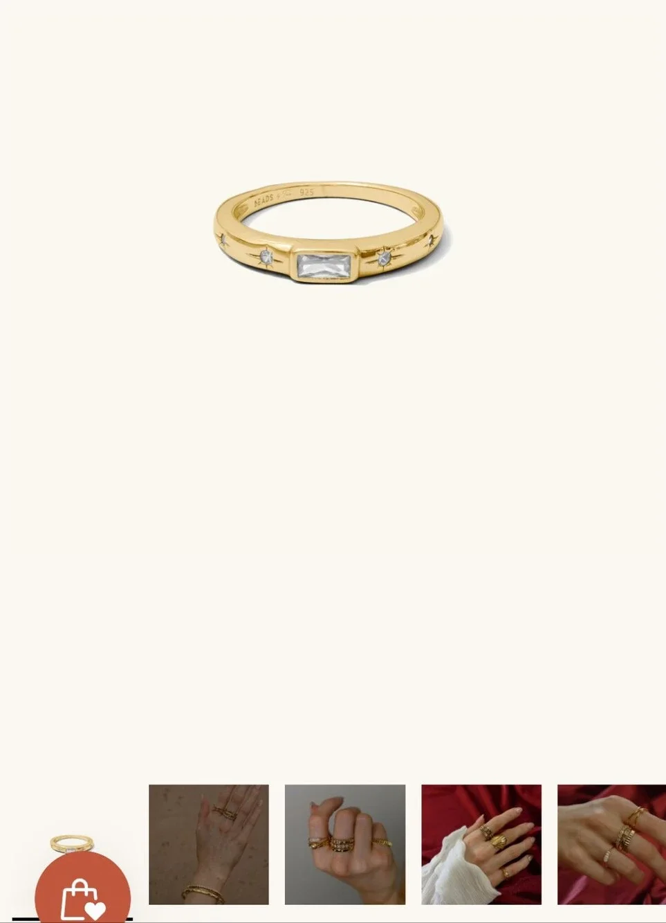 Gold Women's Band Ring with Clear Crystal Accents